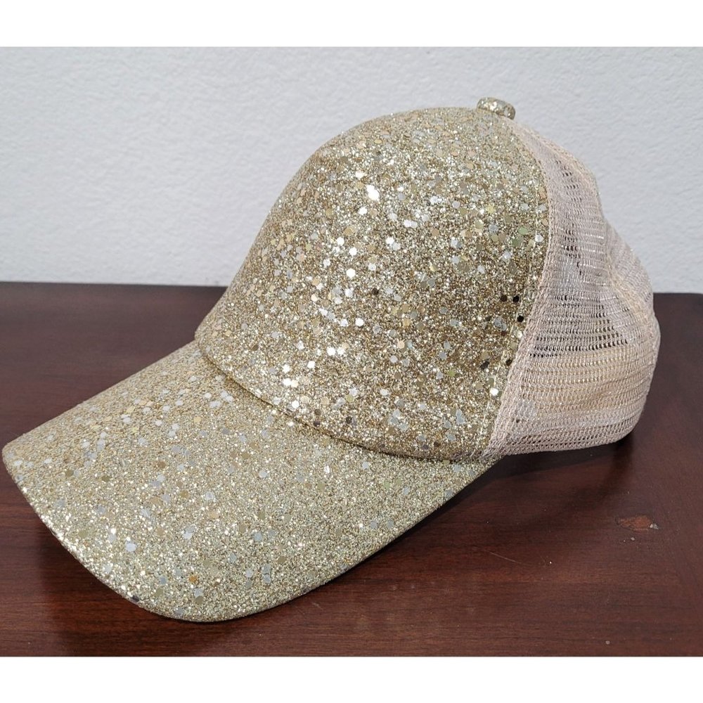 Women Men Breathable Fashion Adjustable Gold Glitter Speckled Cap